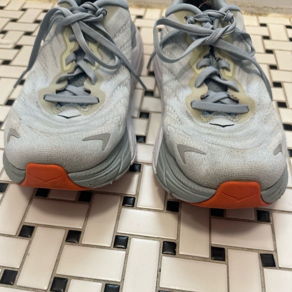 HOKA Gray Athletic Sneakers with Orange Accents - Picture 2 of 10